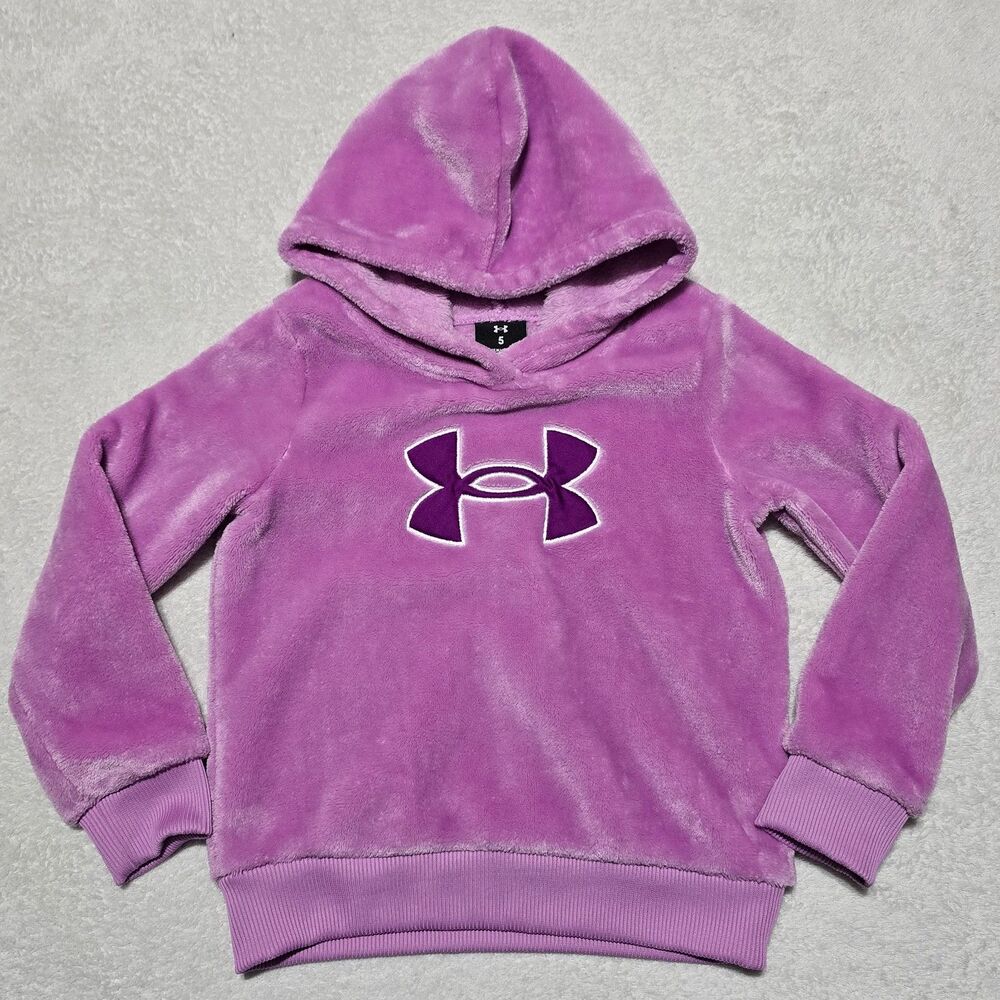 Under Armour Toddler Girl's Size 5 - Kids UA Pink Plush Fleece Pullover Hoodie